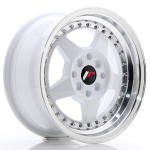 Japan Racing JR6 15x7 ET35 4x100 White w/ Machined Lip